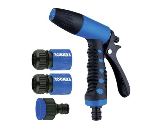 [VR-RIE-0102] KIT HIDROPISTOLA DE RIEGO AJUSTABLE Y ACOPLES PARA 1/2"