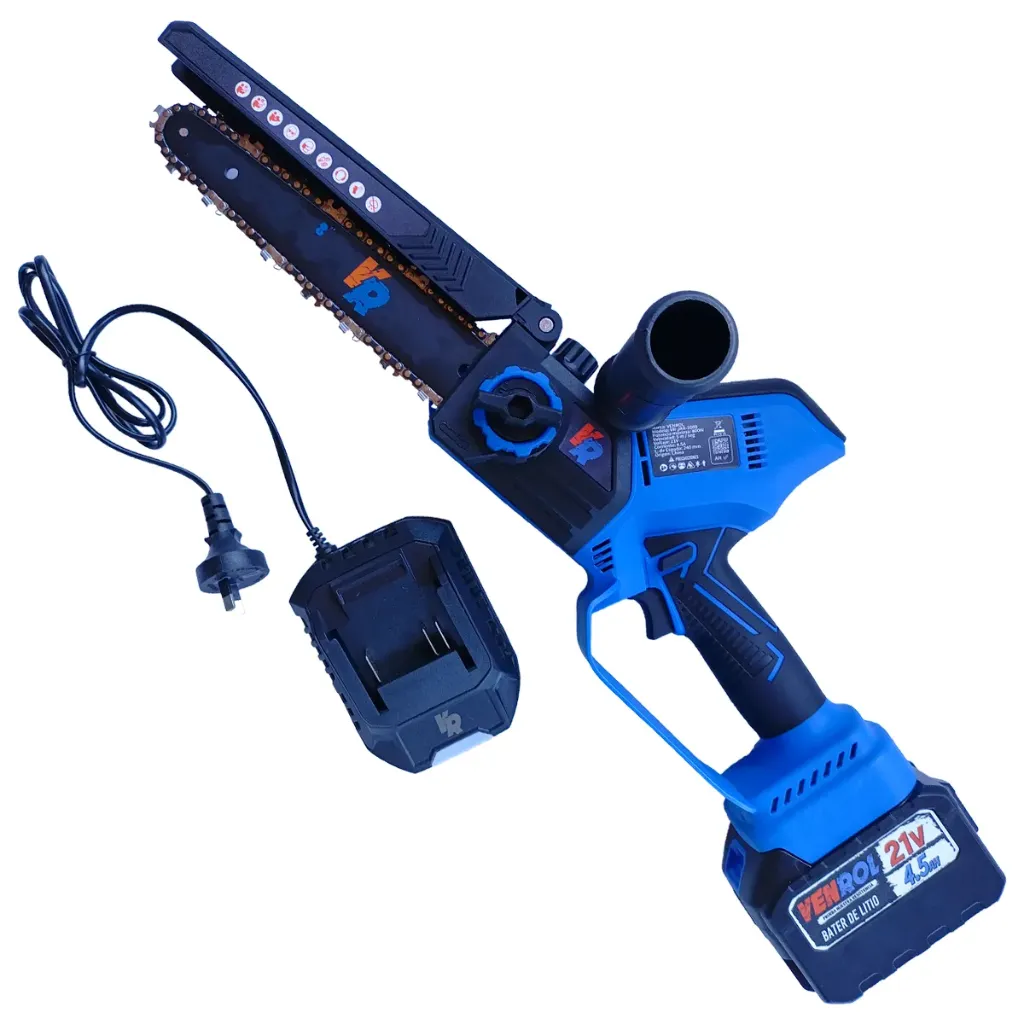 MOTOSIERRA DE MANO A BATERÍA 21 V - 4,5 A - MOTOR BRUSHLESS 800 W - ESPADA 8" - LUBRICACIÓN AUTOMÁTICA