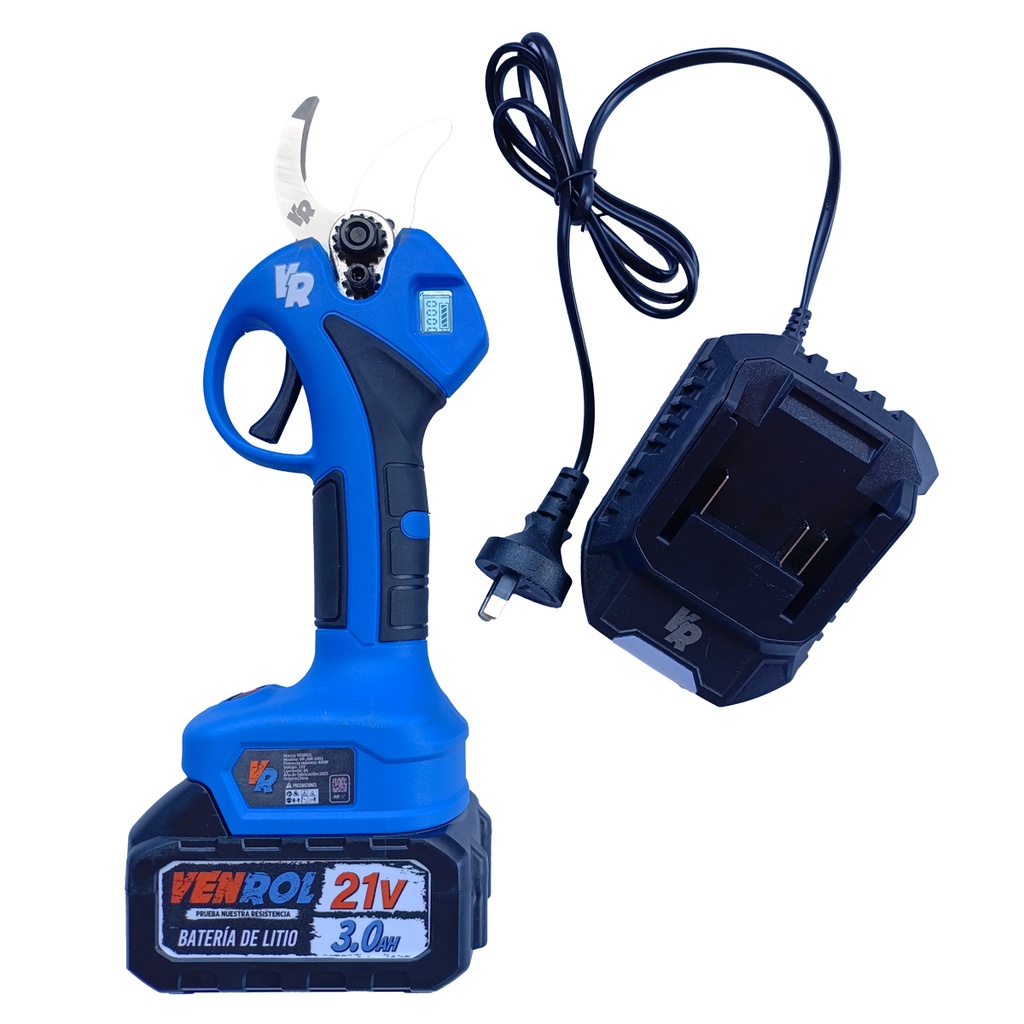 [VR-JAR-2001] TIJERA DE PODA A BATERÍA 21 V - 3 A - MOTOR BRUSHLESS 400 W - CORTE MÁXIMO 28 MM CON DISPLAY