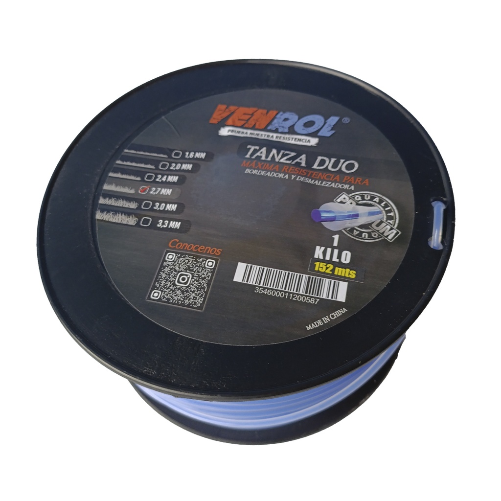 [VR-TAN-0501] ROLLO TANZA DÚO 2.7 MM X 1 KG - 152 MT