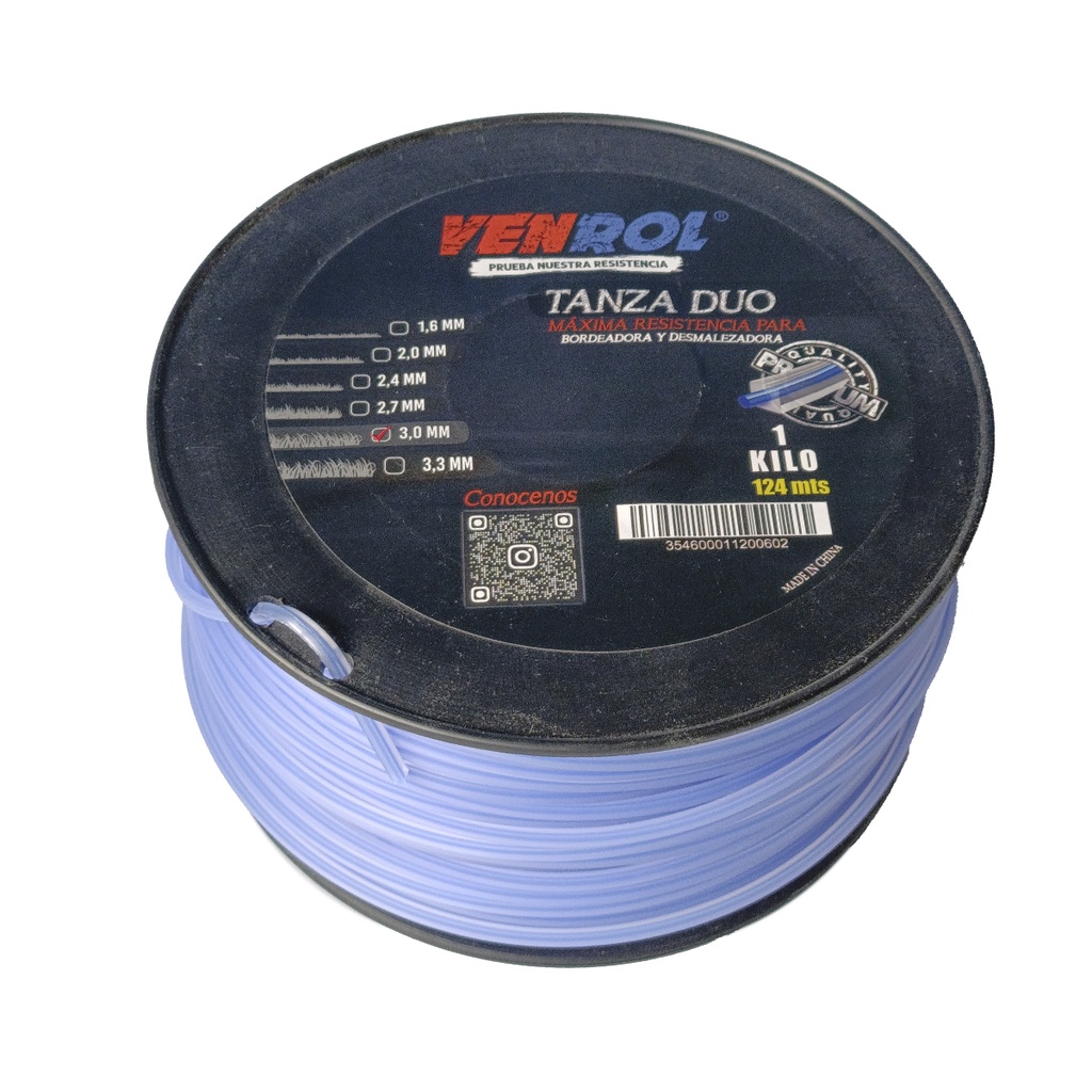 ROLLO TANZA DÚO CUADRADA 3 MM X 1 KG - 124 MT