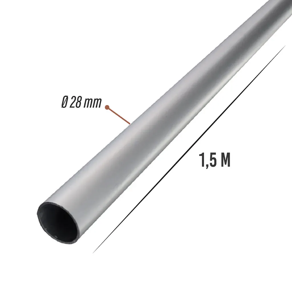 [DE-VEN-0700] CAÑO CON BUJES 28 MM PARA VENROL D40 - D26 - 1,5 MTS.
