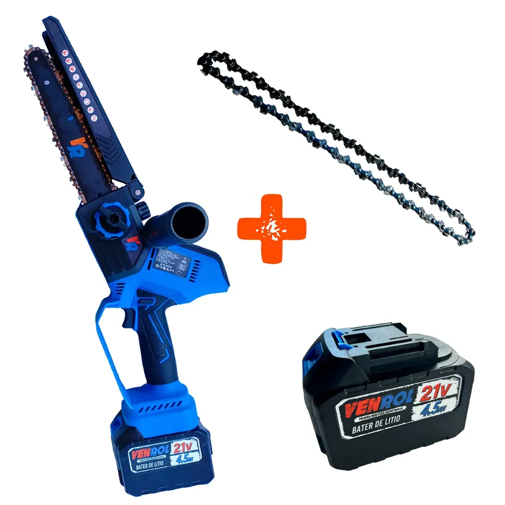 [vr-jar-2000 + bat + cad] COMBO MOTOSIERRA DE MANO A BATERÍA 21 V CON 2 BATERIAS 4,5 A Y 2 CADENAS